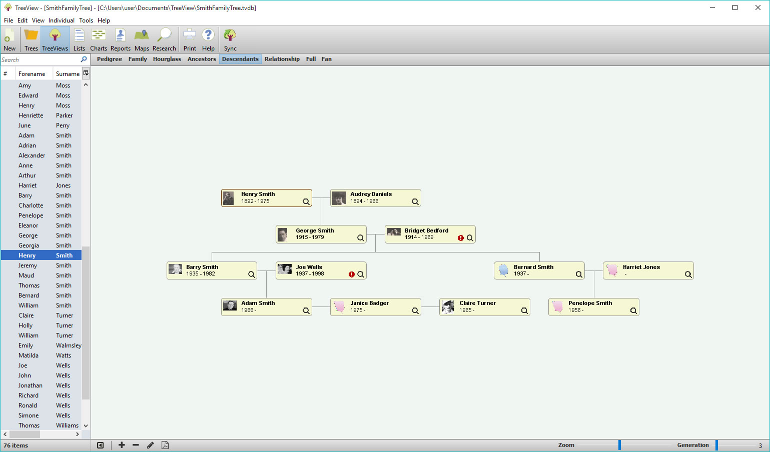 Descendants TreeView