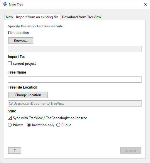 Import an existing tree